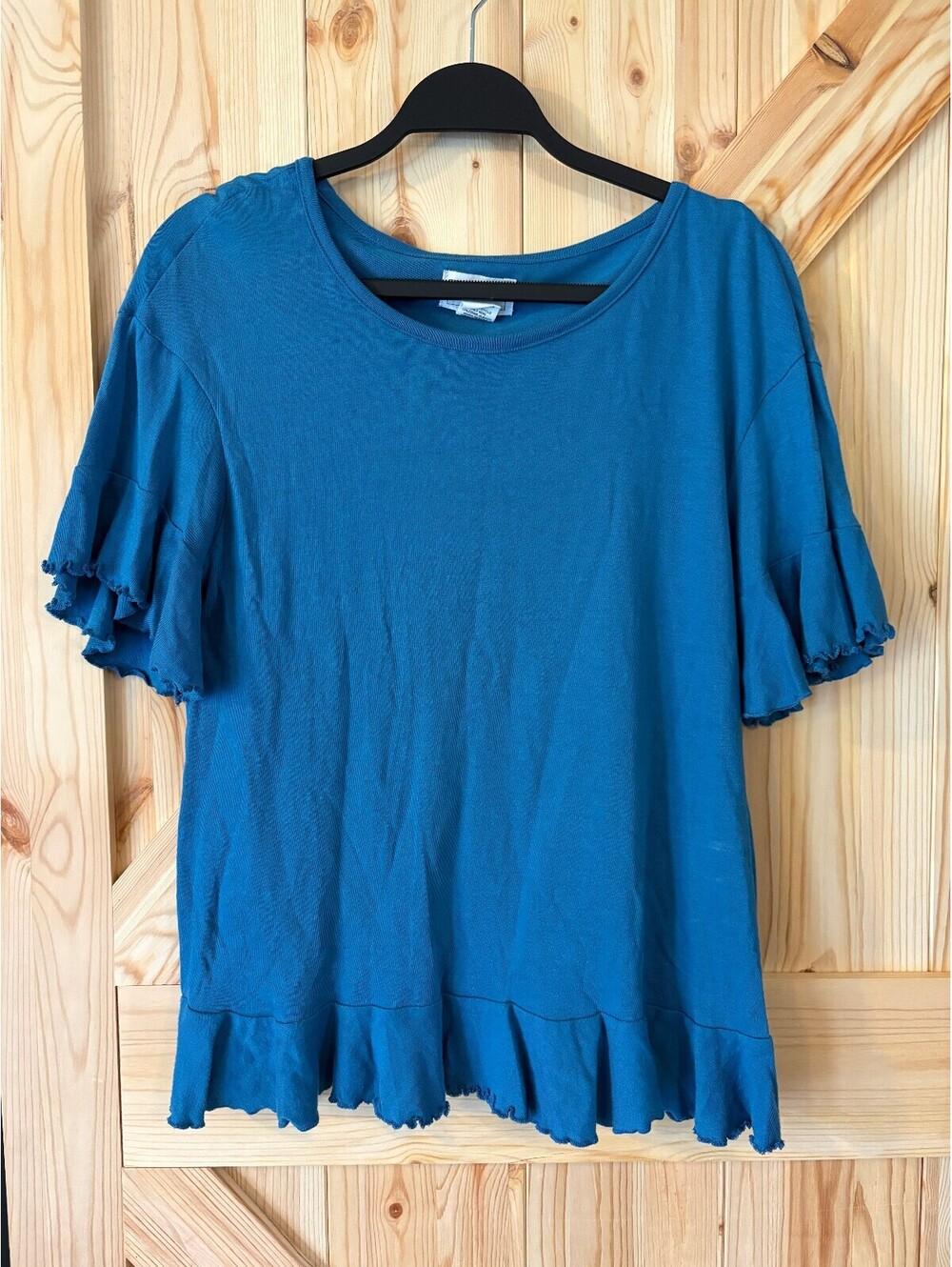 For the Republic Ruffle Sleeve and Hem Top Size XS 100% Cotton